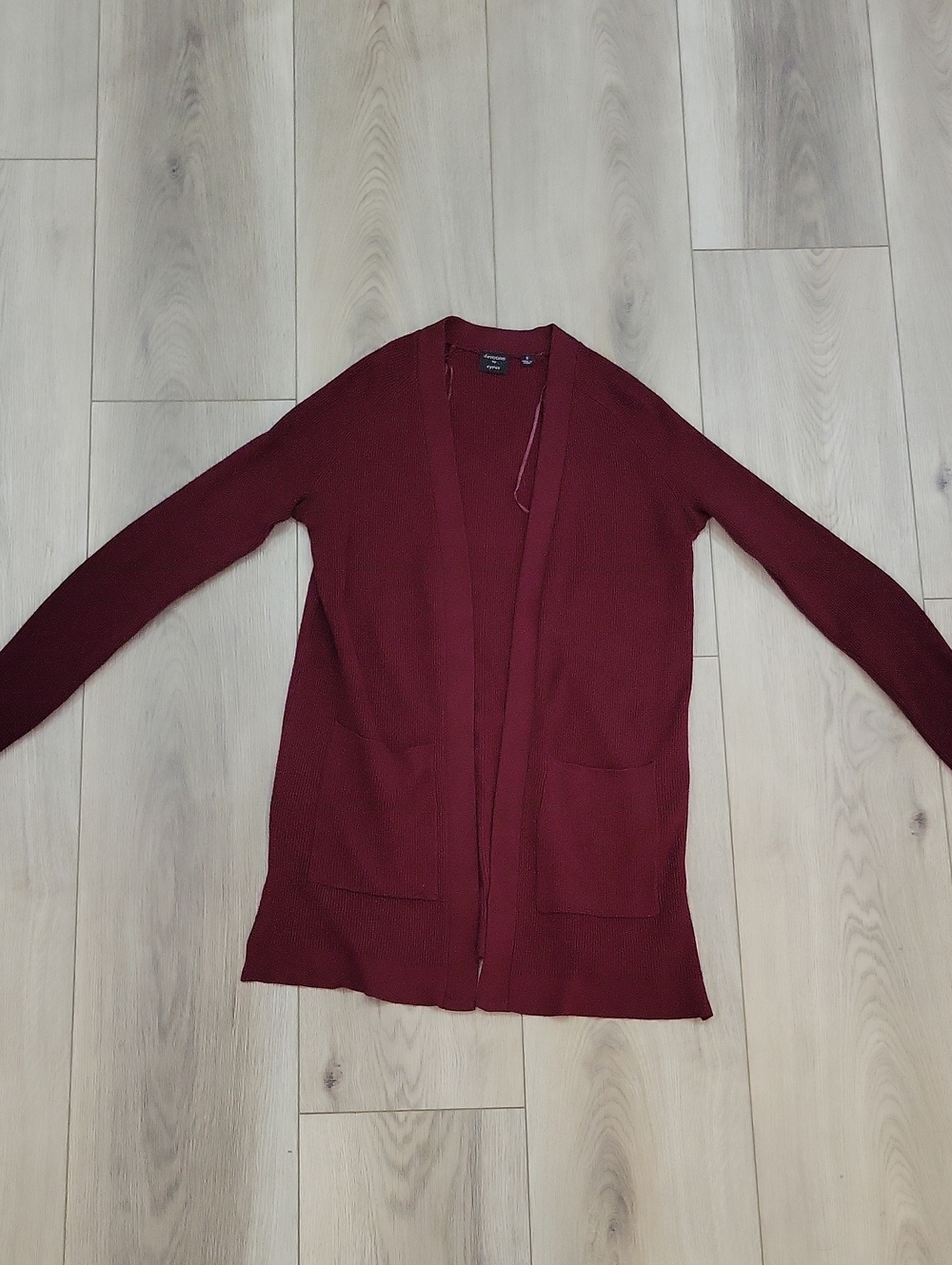 Women’s Open-Front Burgundy Cardigan Sweater